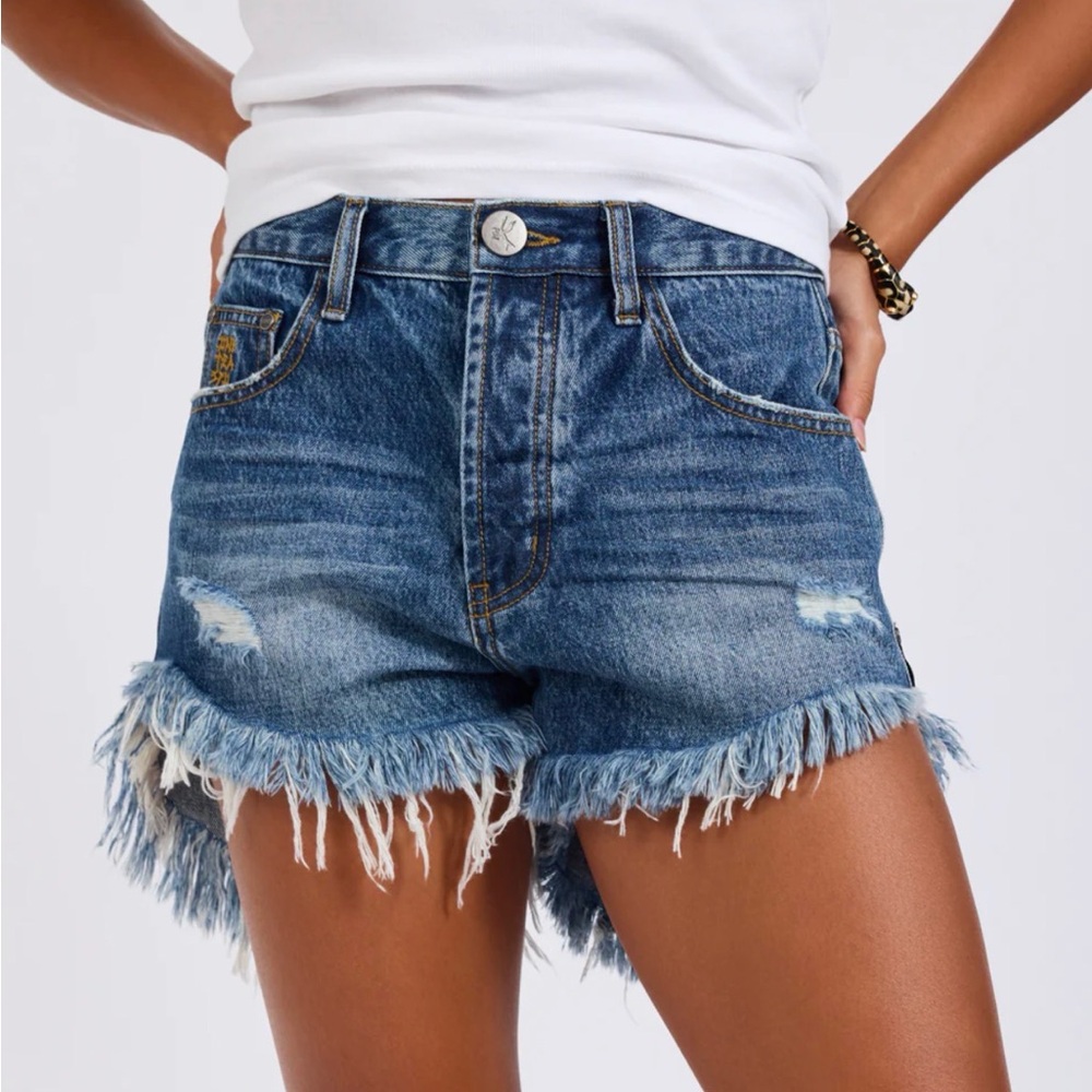 One Teaspoon Outlaws Denim Distressed Shorts